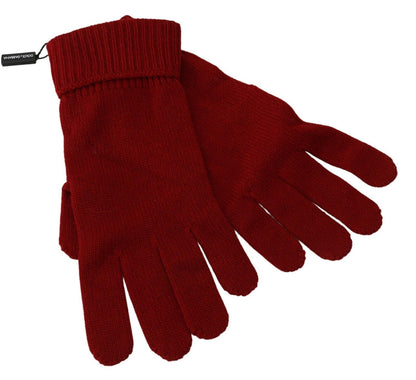 Dolce & Gabbana Elegant Red Cashmere Winter Gloves Dolce & Gabbana