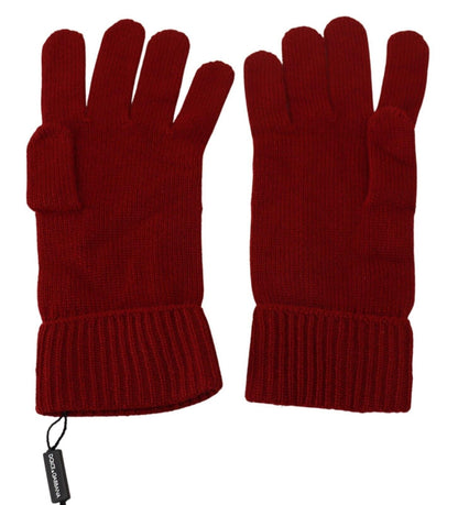 Dolce & Gabbana Elegant Red Cashmere Winter Gloves Dolce & Gabbana