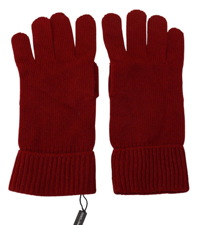 Dolce & Gabbana Elegant Red Cashmere Winter Gloves Dolce & Gabbana