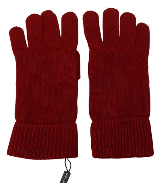 Dolce & Gabbana Elegant Red Cashmere Winter Gloves Dolce & Gabbana