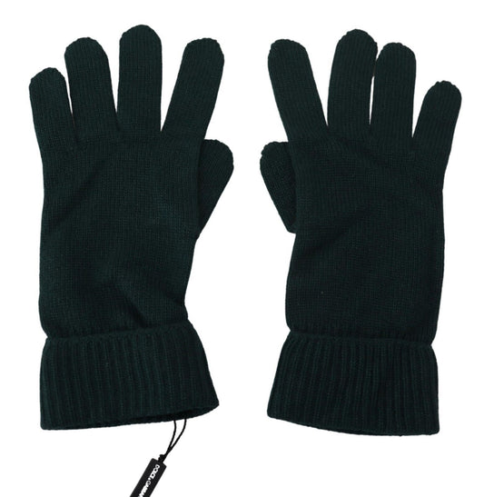 Dolce & Gabbana Elegant Cashmere Wrist Length Gloves in Dark Green Dolce & Gabbana