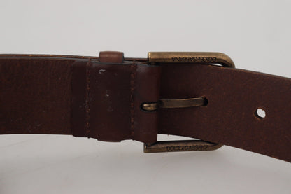 Dolce & Gabbana Elegant Brown Leather Belt with Metal Buckle Dolce & Gabbana