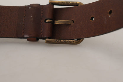 Dolce & Gabbana Elegant Brown Leather Belt with Metal Buckle Dolce & Gabbana