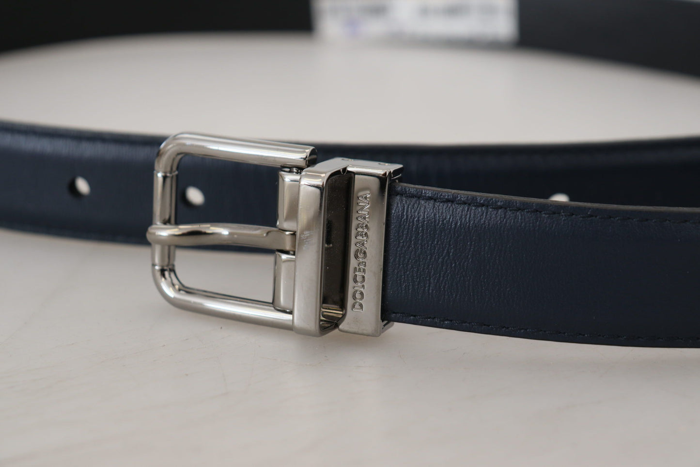 Dolce & Gabbana Elegant Blue Calf Leather Belt Dolce & Gabbana