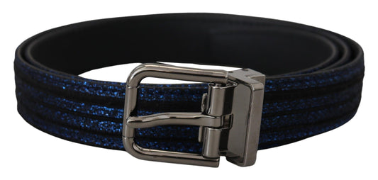 Dolce & Gabbana Elegant Blue Jacquard Leather Belt Dolce & Gabbana