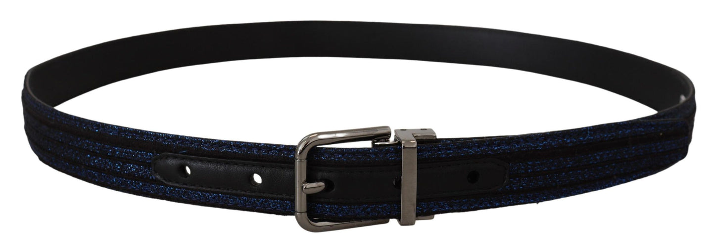 Dolce & Gabbana Elegant Blue Jacquard Leather Belt Dolce & Gabbana