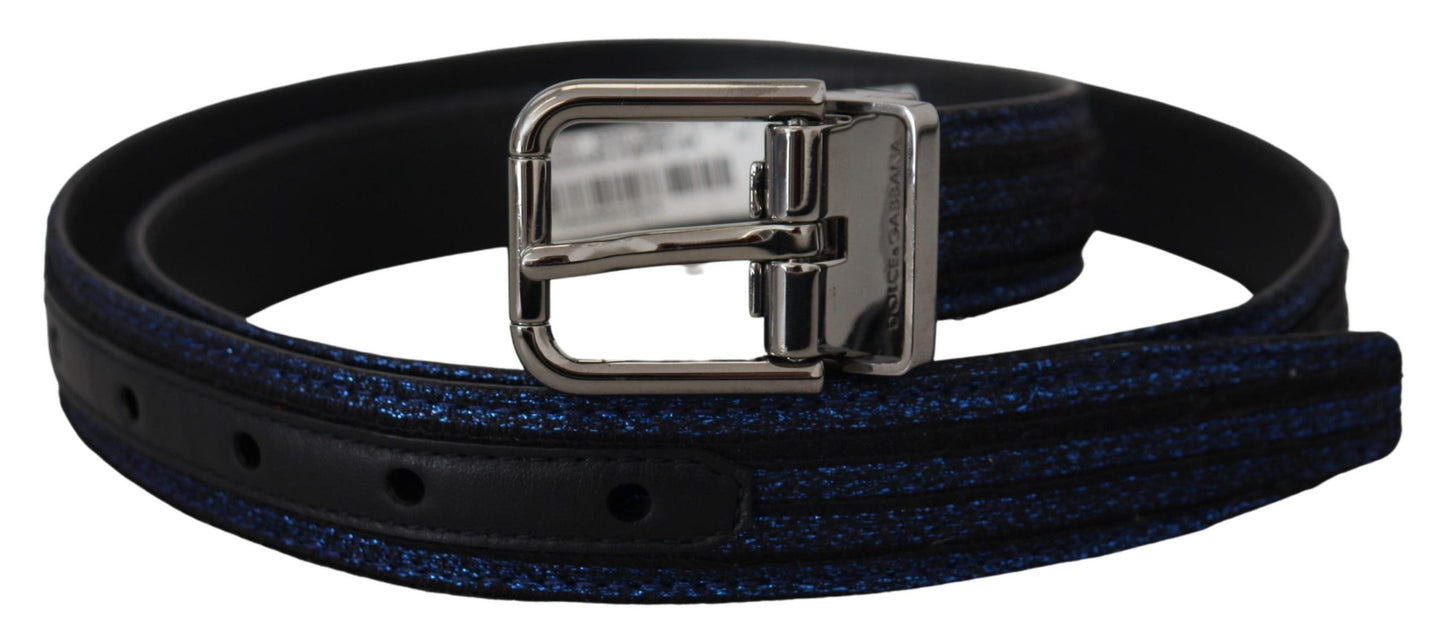 Dolce & Gabbana Elegant Blue Jacquard Leather Belt Dolce & Gabbana