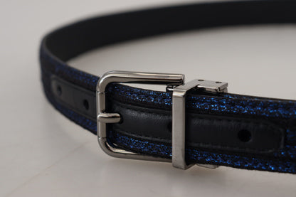 Dolce & Gabbana Elegant Blue Jacquard Leather Belt Dolce & Gabbana