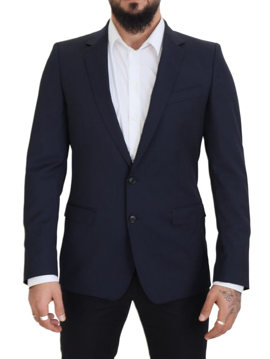 Dolce & Gabbana Elegant Dark Blue Slim Fit Wool Blazer Dolce & Gabbana