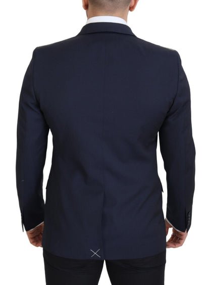 Dolce & Gabbana Elegant Dark Blue Slim Fit Wool Blazer Dolce & Gabbana