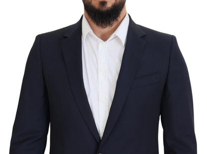 Dolce & Gabbana Elegant Dark Blue Slim Fit Wool Blazer Dolce & Gabbana