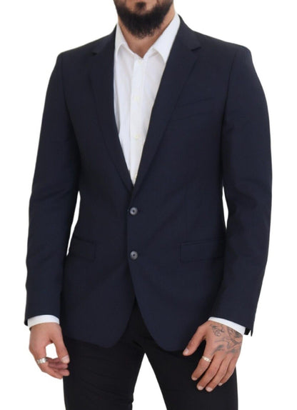 Dolce & Gabbana Elegant Dark Blue Slim Fit Wool Blazer Dolce & Gabbana