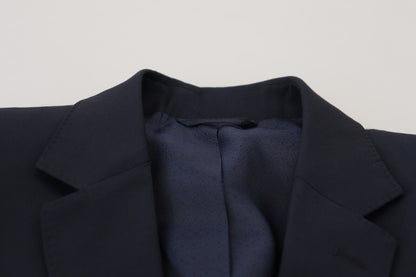 Dolce & Gabbana Elegant Dark Blue Slim Fit Wool Blazer Dolce & Gabbana