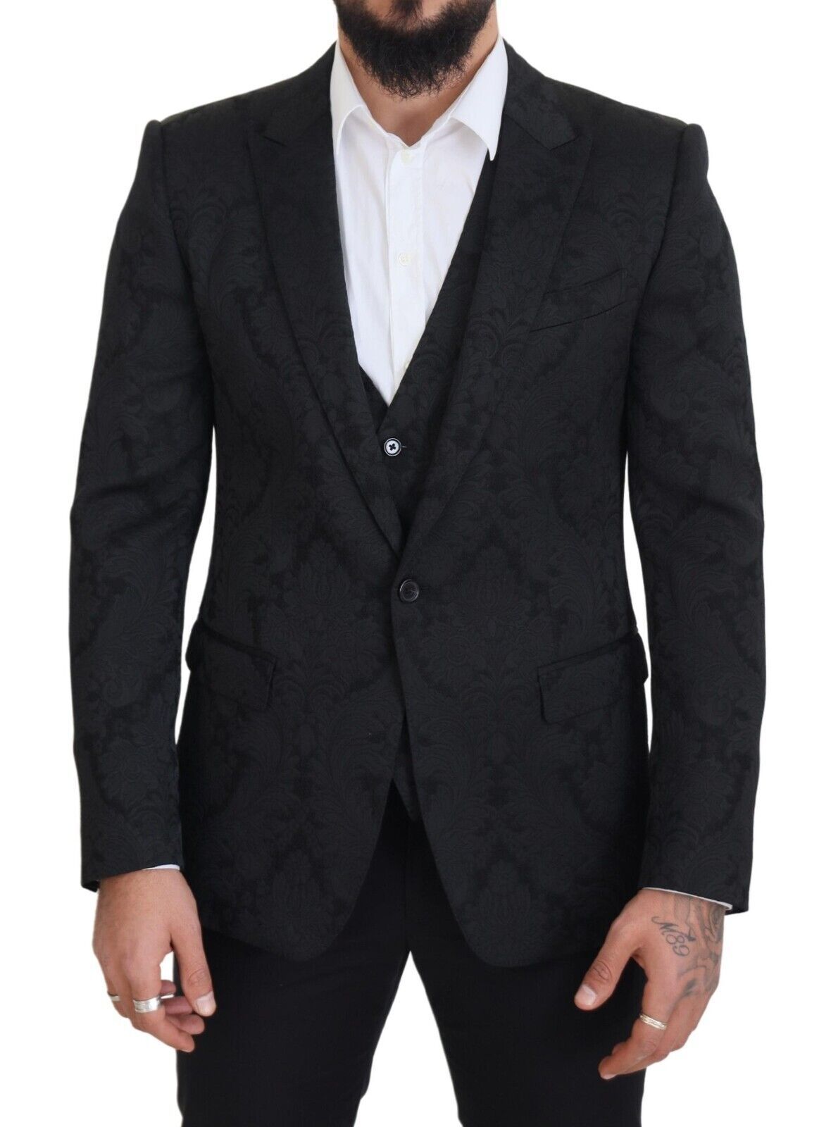 Dolce & Gabbana Elegant Black Martini Suit Jacket & Vest Ensemble Dolce & Gabbana