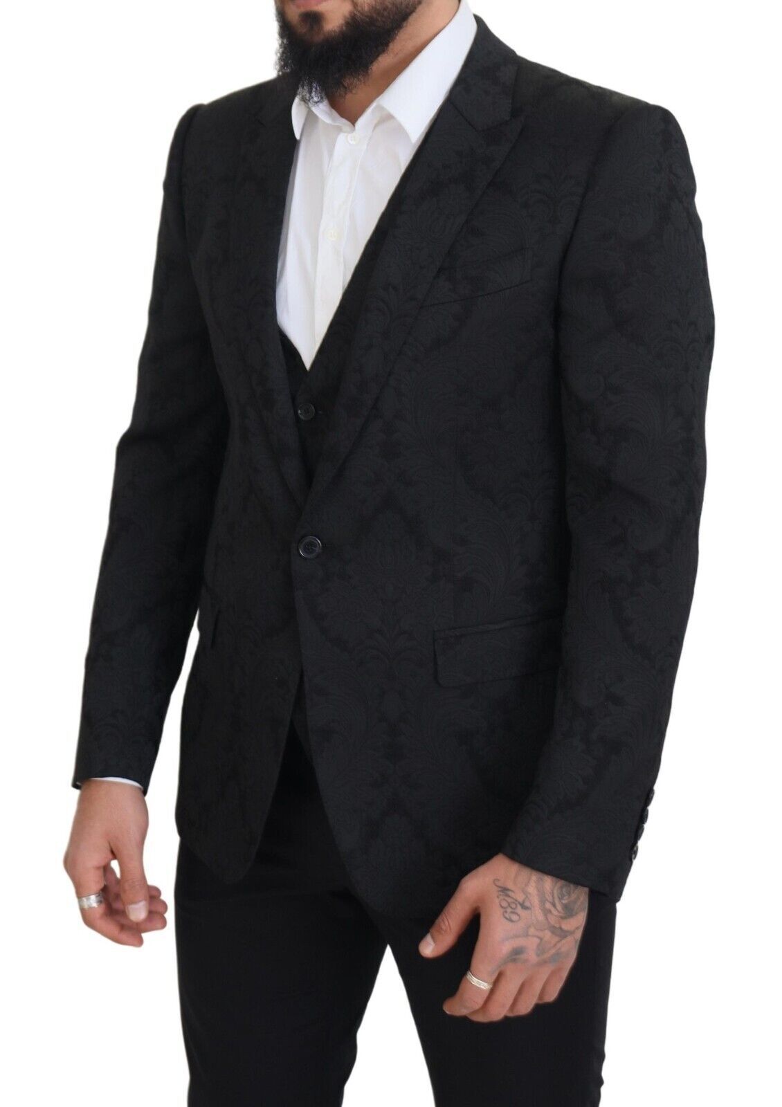 Dolce & Gabbana Elegant Black Martini Suit Jacket & Vest Ensemble Dolce & Gabbana