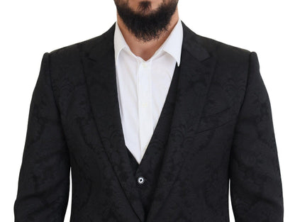 Dolce & Gabbana Elegant Black Martini Suit Jacket & Vest Ensemble Dolce & Gabbana