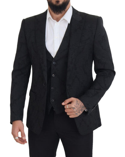 Dolce & Gabbana Elegant Black Martini Suit Jacket & Vest Ensemble Dolce & Gabbana