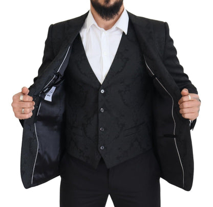 Dolce & Gabbana Elegant Black Martini Suit Jacket & Vest Ensemble Dolce & Gabbana