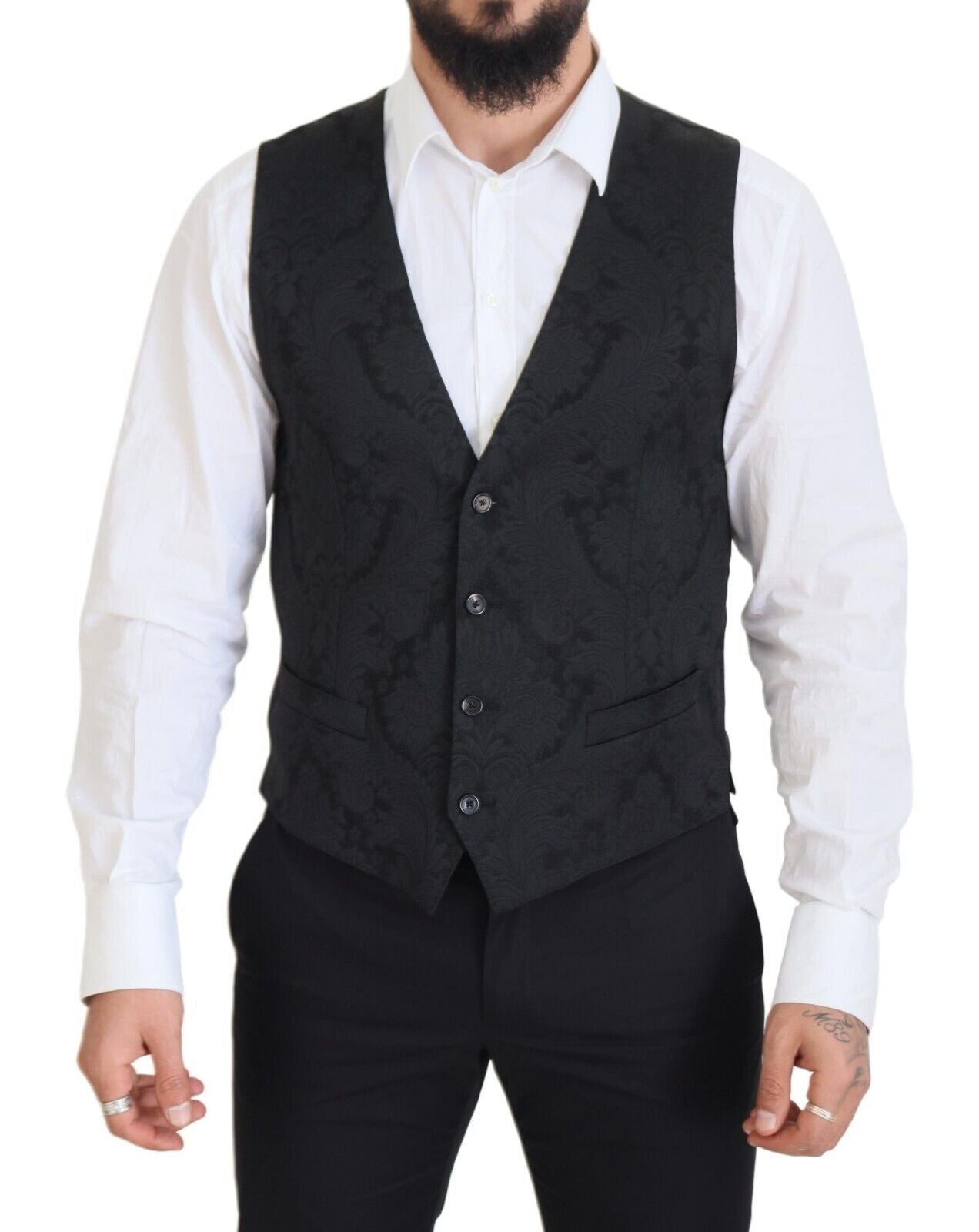 Dolce & Gabbana Elegant Black Martini Suit Jacket & Vest Ensemble Dolce & Gabbana