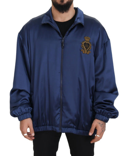 Dolce & Gabbana Regal Blue Silk Bomber Jacket Dolce & Gabbana