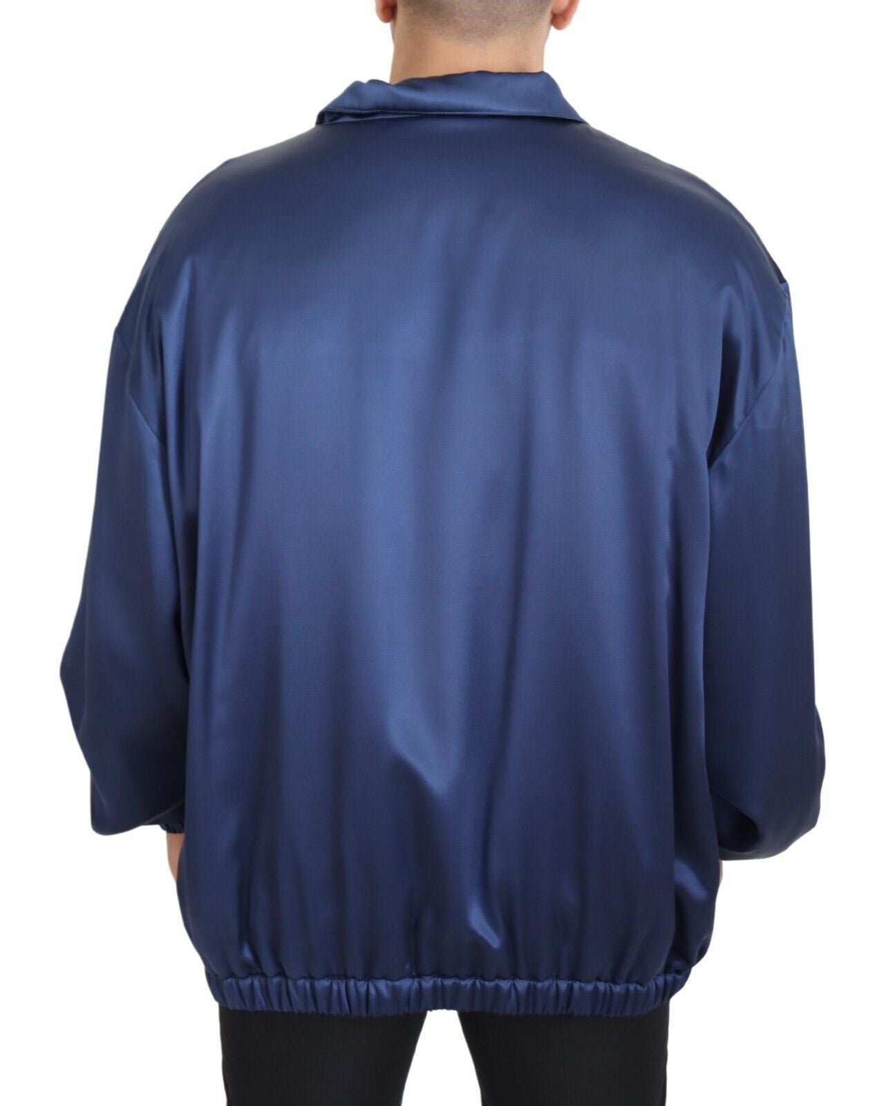 Dolce & Gabbana Regal Blue Silk Bomber Jacket Dolce & Gabbana