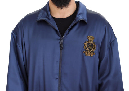 Dolce & Gabbana Regal Blue Silk Bomber Jacket Dolce & Gabbana