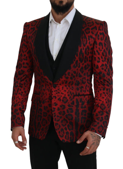 Dolce & Gabbana Radiant Red Leopard Print Three Piece Suit Dolce & Gabbana