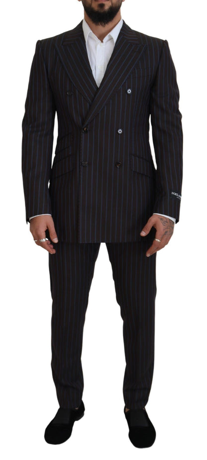 Dolce & Gabbana Elegant Black Striped Virgin Wool Suit Dolce & Gabbana