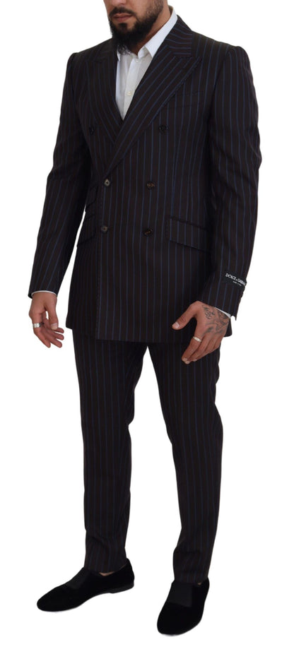 Dolce & Gabbana Elegant Black Striped Virgin Wool Suit Dolce & Gabbana