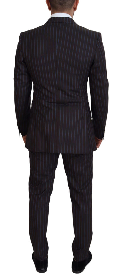 Dolce & Gabbana Elegant Black Striped Virgin Wool Suit Dolce & Gabbana