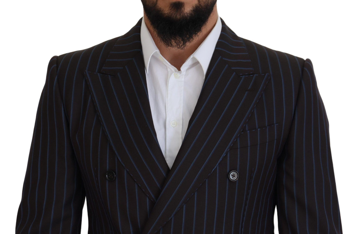 Dolce & Gabbana Elegant Black Striped Virgin Wool Suit Dolce & Gabbana