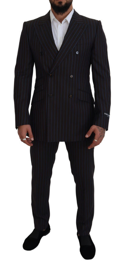 Dolce & Gabbana Elegant Black Striped Virgin Wool Suit Dolce & Gabbana