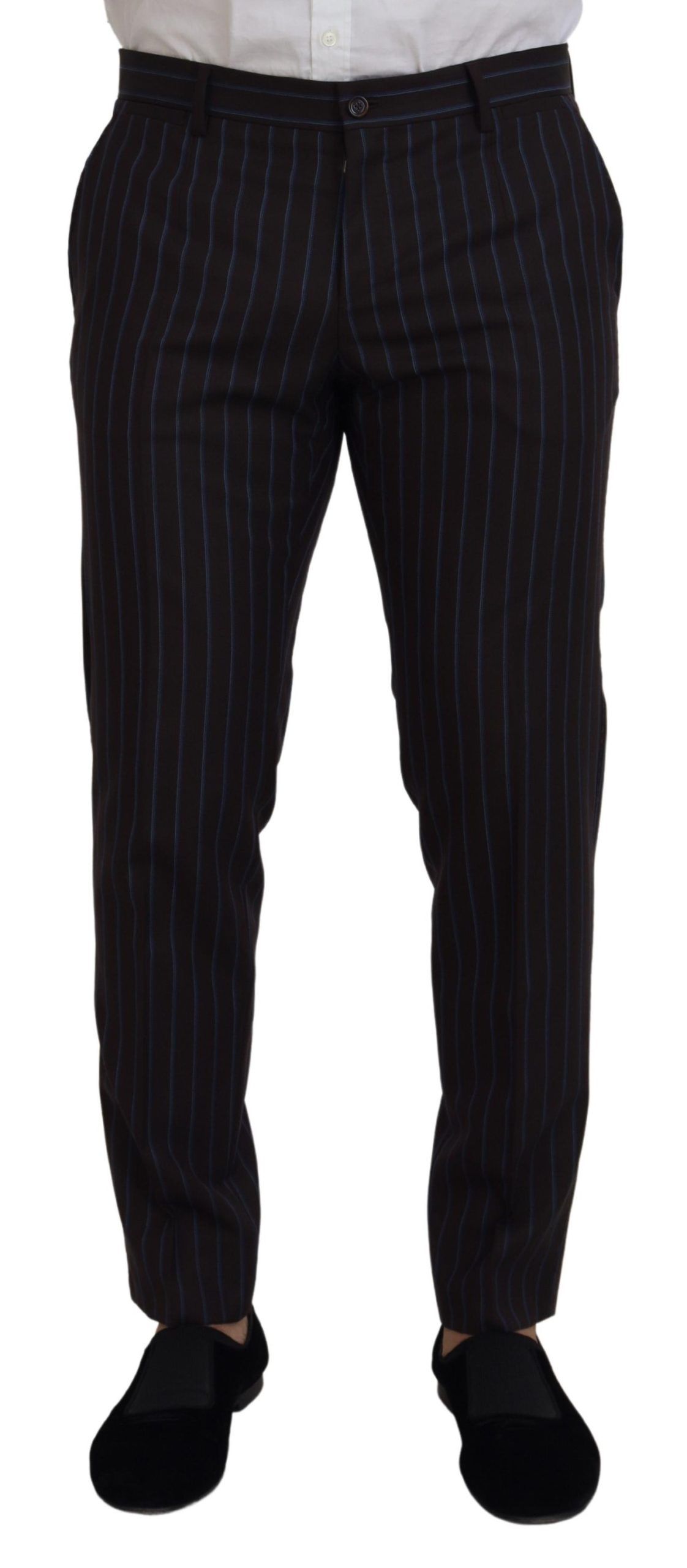 Dolce & Gabbana Elegant Black Striped Virgin Wool Suit Dolce & Gabbana