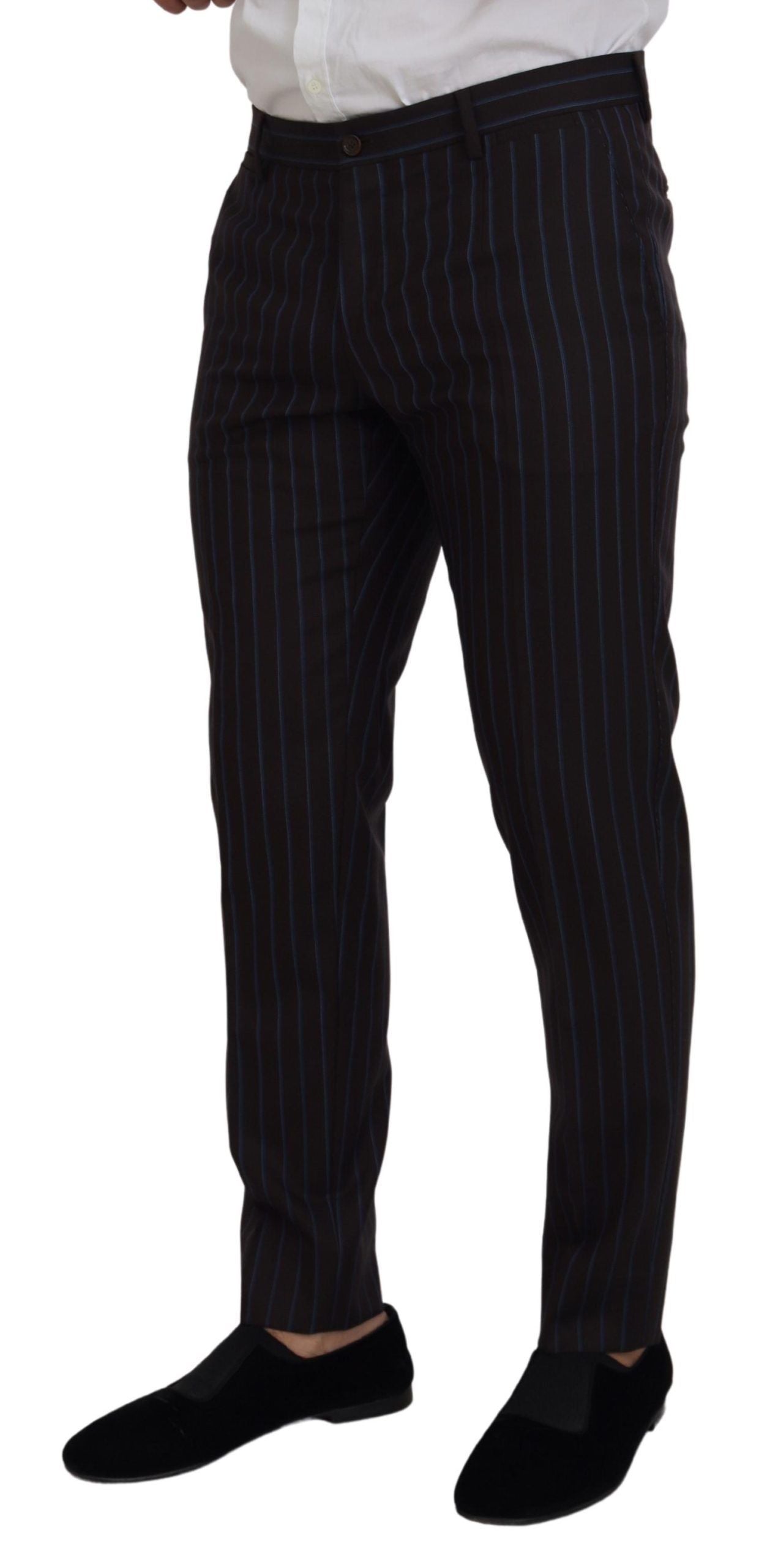 Dolce & Gabbana Elegant Black Striped Virgin Wool Suit Dolce & Gabbana