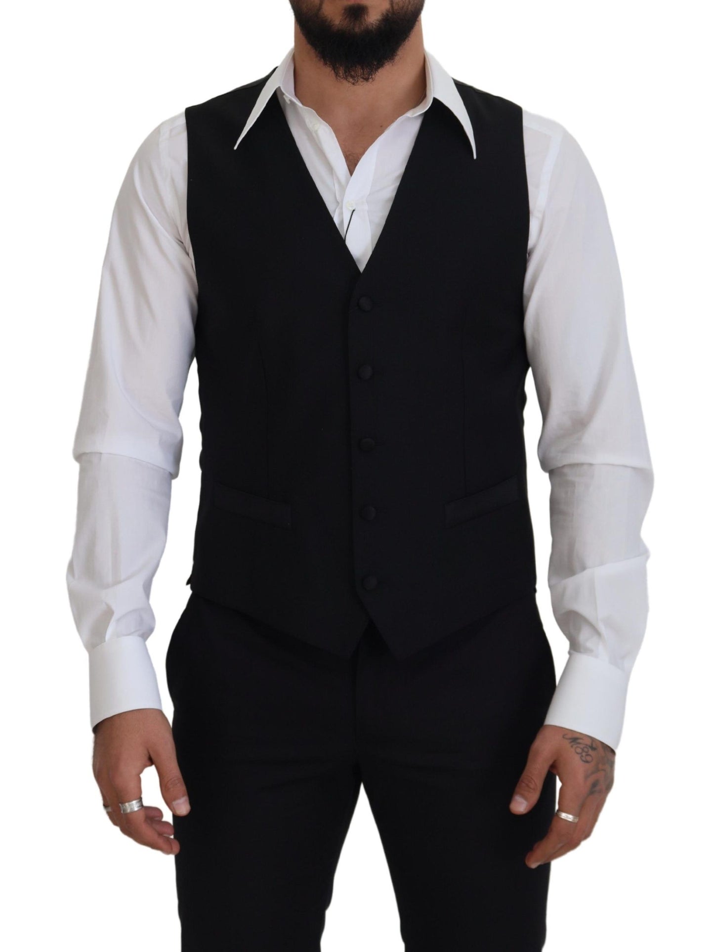 Dolce & Gabbana Elegant Black Single-Breasted Dress Vest Dolce & Gabbana