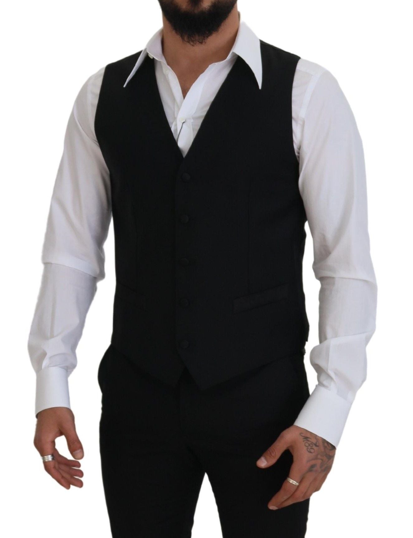 Dolce & Gabbana Elegant Black Single-Breasted Dress Vest Dolce & Gabbana