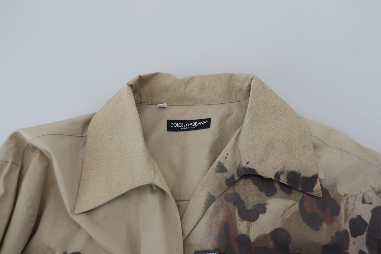 Dolce & Gabbana Beige Cotton Button-Down Casual Shirt Dolce & Gabbana