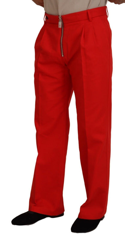 Dolce & Gabbana Stunning Red Mainline Cotton Pants Dolce & Gabbana