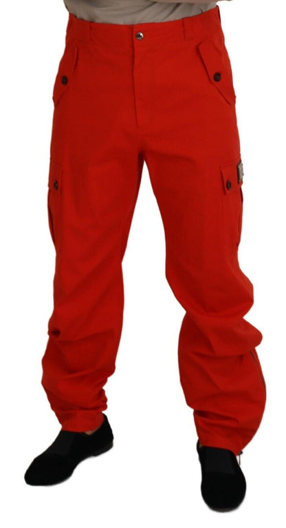 Dolce & Gabbana Elegant Red Cotton Blend Trousers Dolce & Gabbana