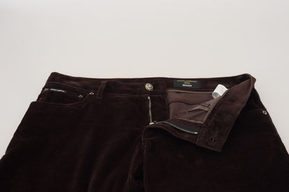 Dolce & Gabbana Elegant Brown Silk Blend Trousers Dolce & Gabbana