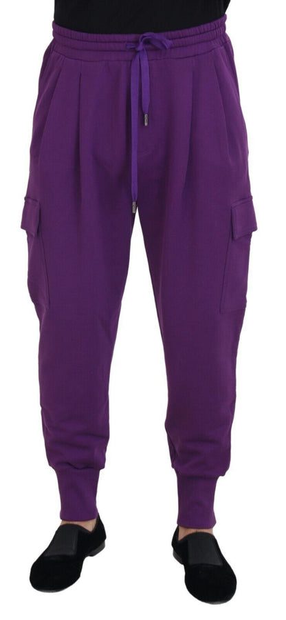 Dolce & Gabbana Elegant Purple Cotton Cargo Sweatpants Dolce & Gabbana