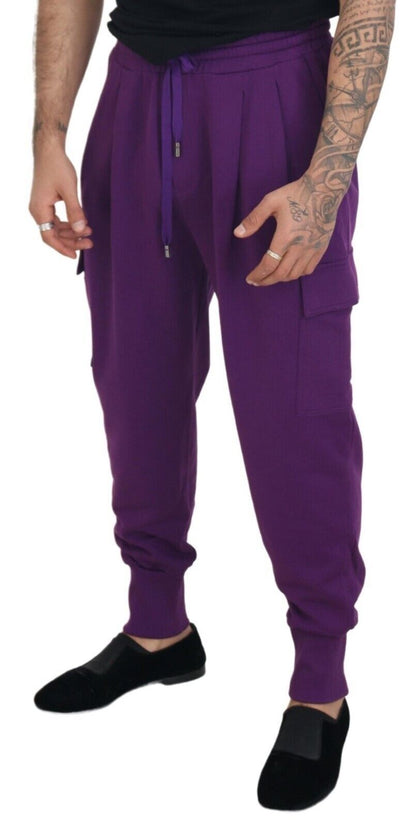 Dolce & Gabbana Elegant Purple Cotton Cargo Sweatpants Dolce & Gabbana