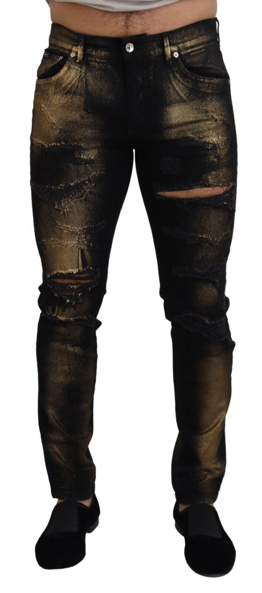 Dolce & Gabbana Elegant Black Gold Dust Jeans Dolce & Gabbana