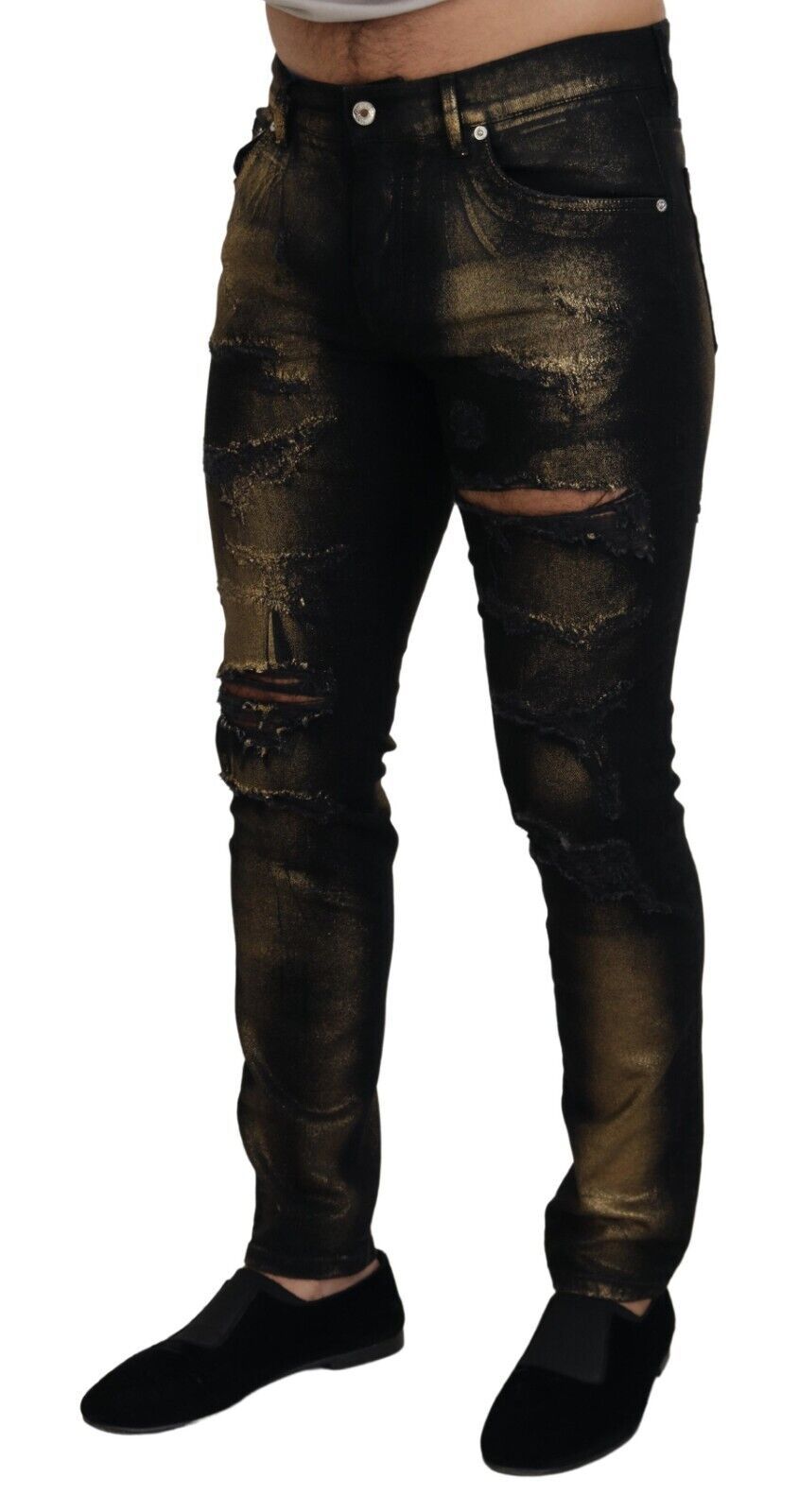 Dolce & Gabbana Elegant Black Gold Dust Jeans Dolce & Gabbana