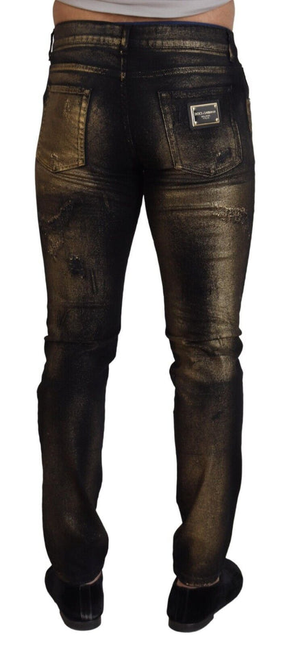 Dolce & Gabbana Elegant Black Gold Dust Jeans Dolce & Gabbana