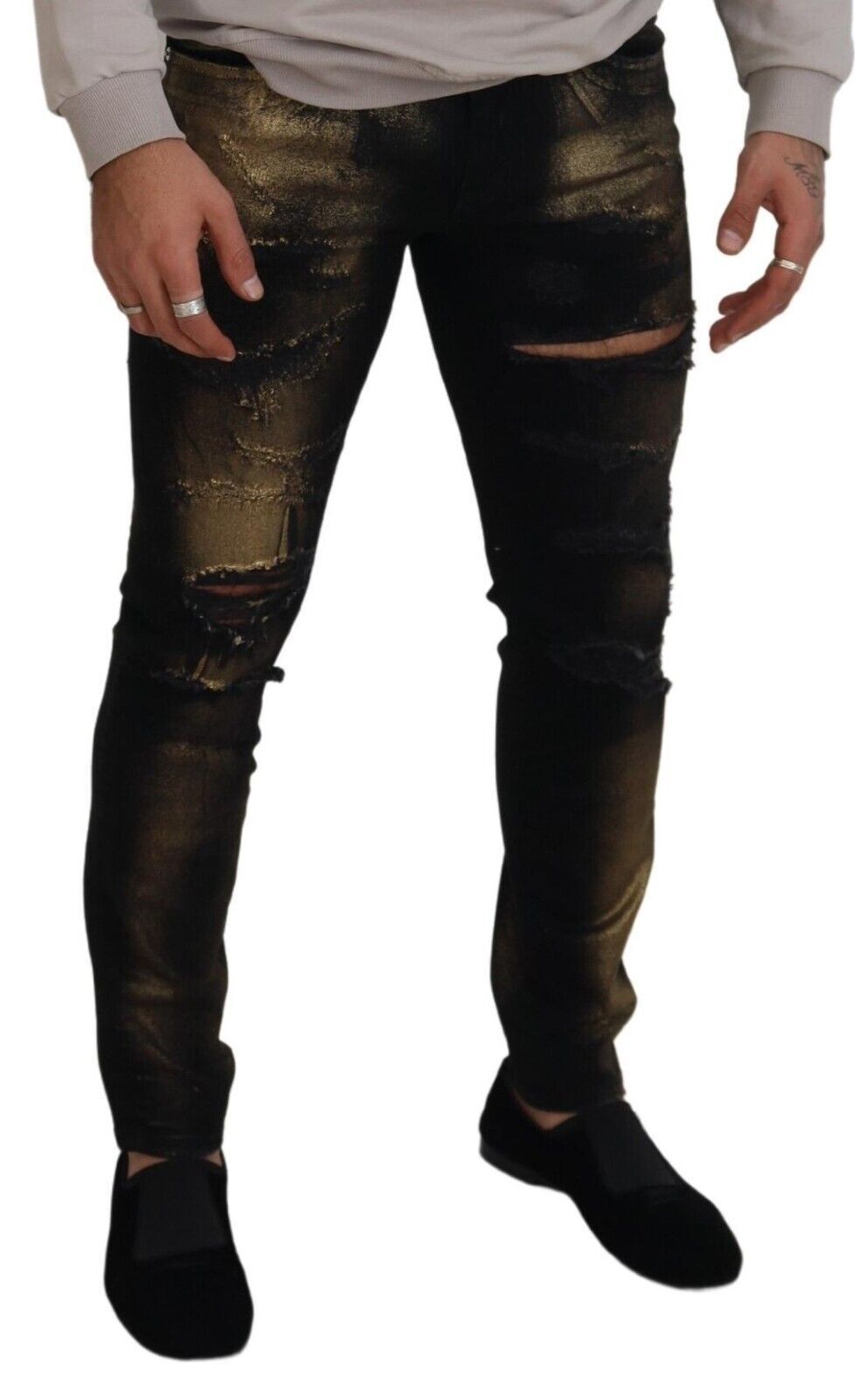 Dolce & Gabbana Elegant Black Gold Dust Jeans Dolce & Gabbana