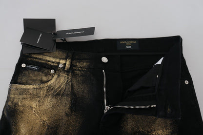 Dolce & Gabbana Elegant Black Gold Dust Jeans Dolce & Gabbana