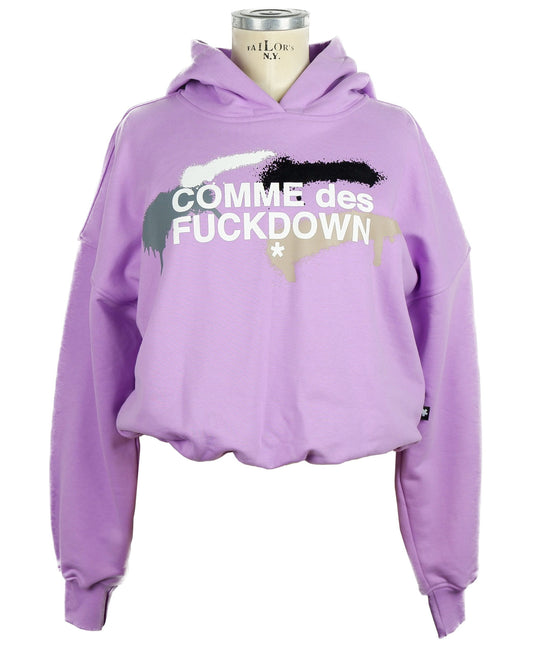 Comme Des Fuckdown Chic Purple Hooded Sweatshirt with Logo Print Comme Des Fuckdown