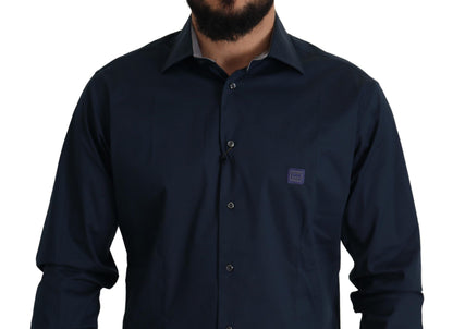 Roberto Cavalli Navy Elegance Cotton Dress Shirt Roberto Cavalli