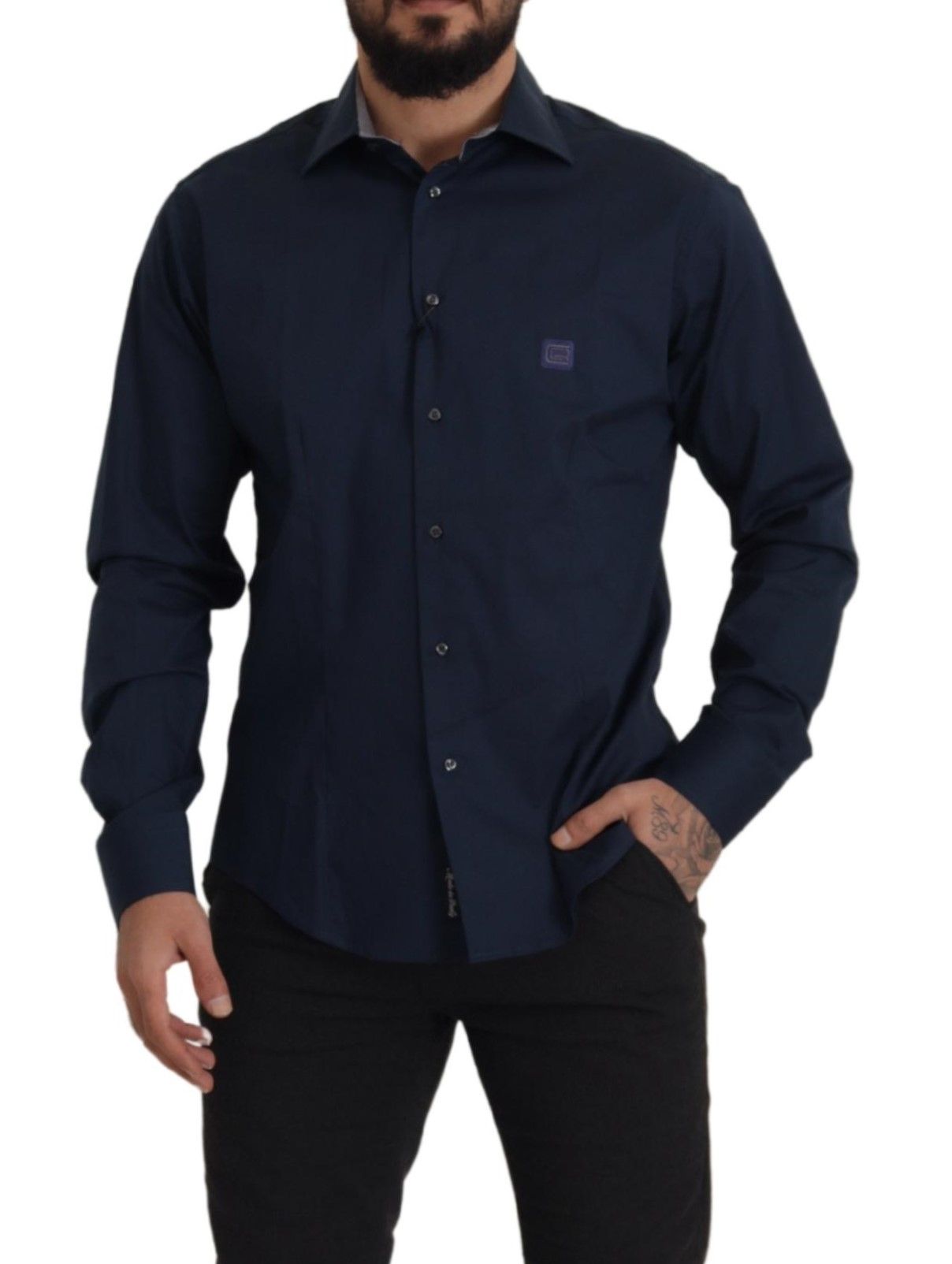 Roberto Cavalli Navy Elegance Cotton Dress Shirt Roberto Cavalli